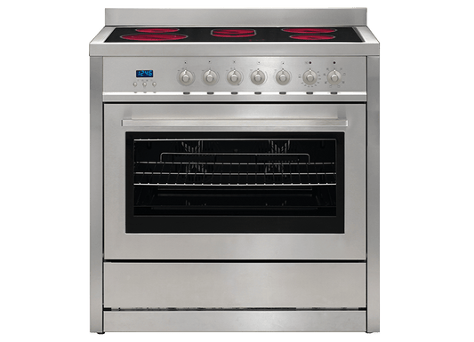 Euromaid FC9PS 90cm Freestanding Electric Oven With Ceramic Cooktop, Stainless Steel