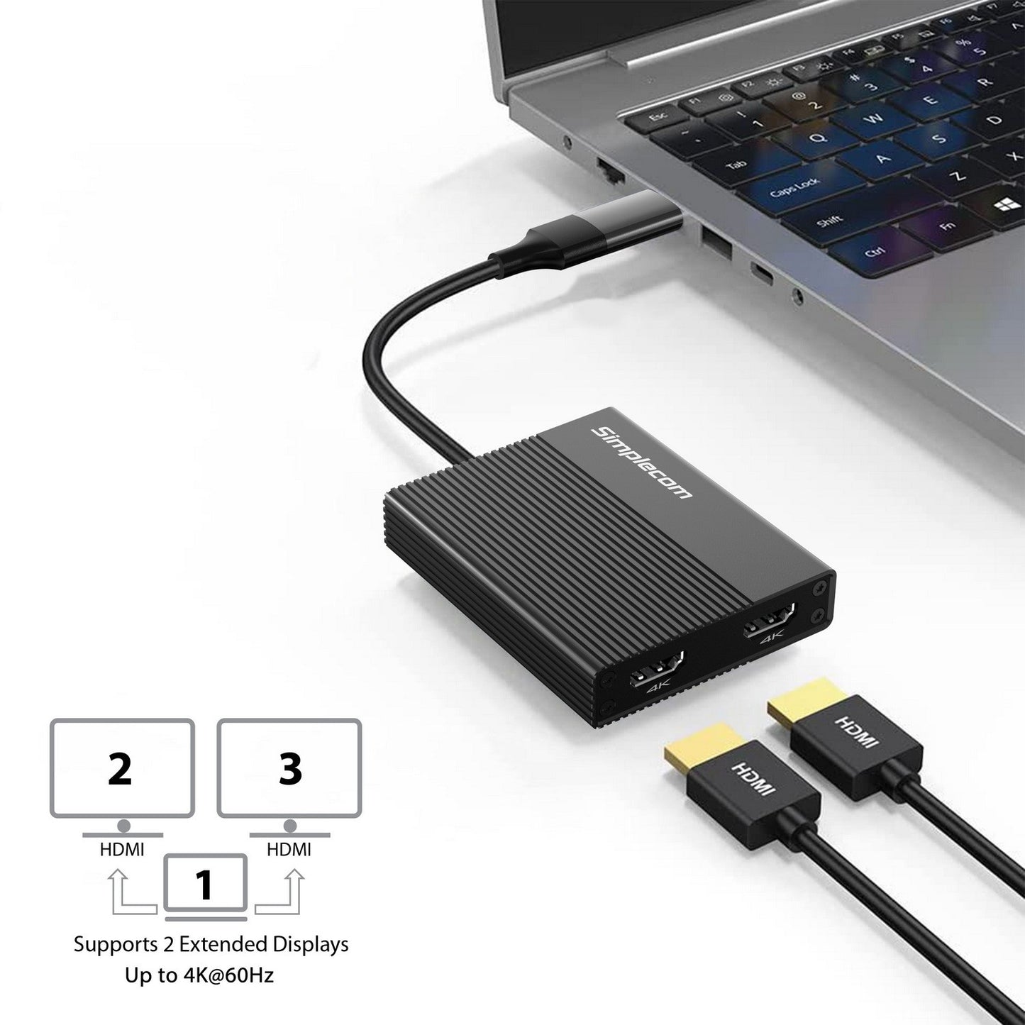 USB 3.0 or USB-C to Dual 4K HDMI Display Adapter
