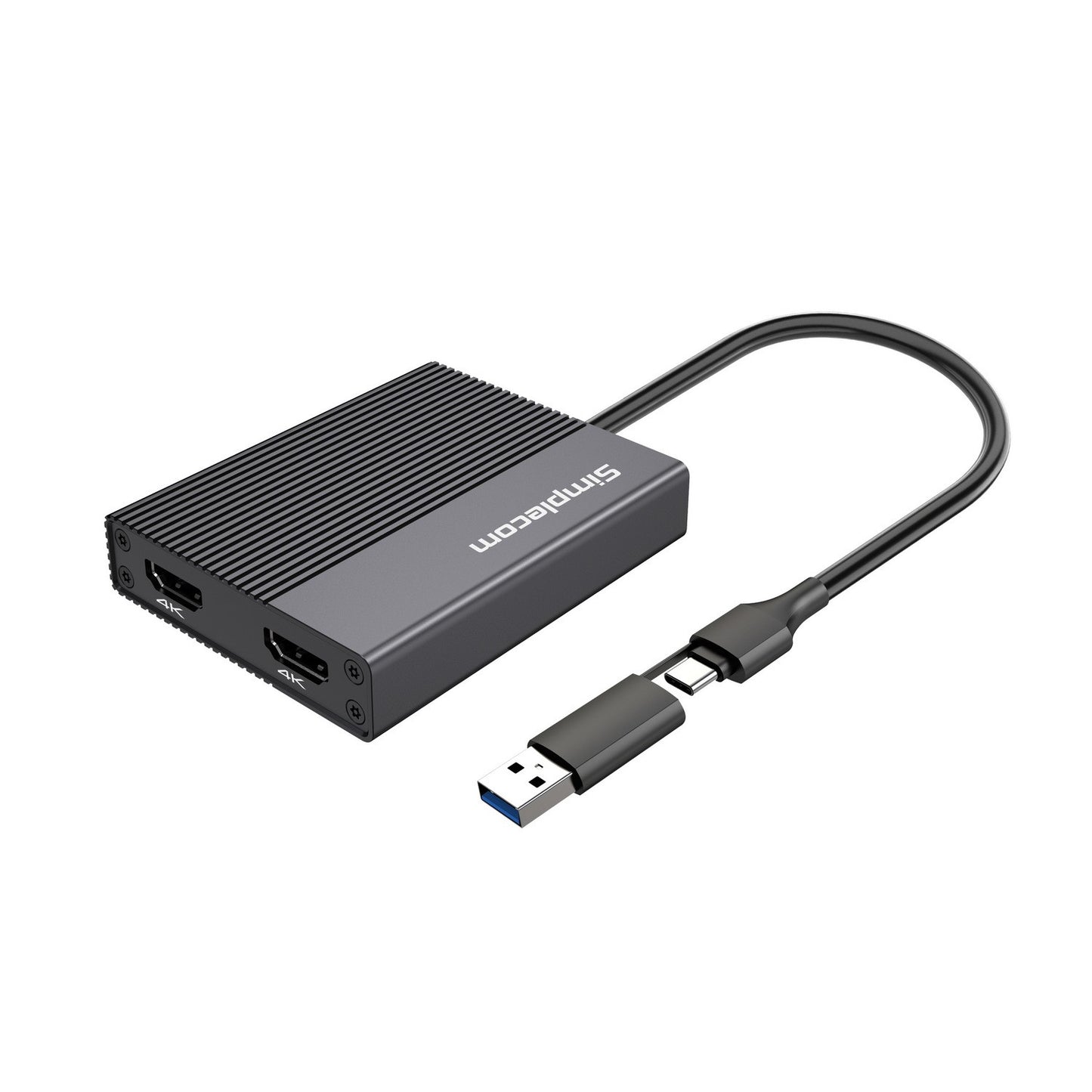 USB 3.0 或 USB-C 转双 4K HDMI 显示适配器